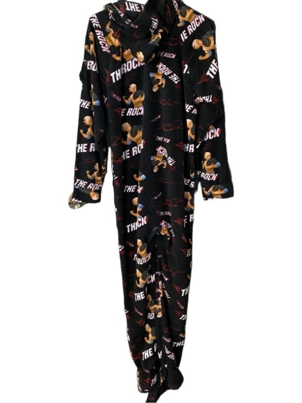 WWE The Rock Jumpin Jammerz Footed Fleece Onesie Pajamas Mens S Dwayne Johnson - Picture 4 of 11
